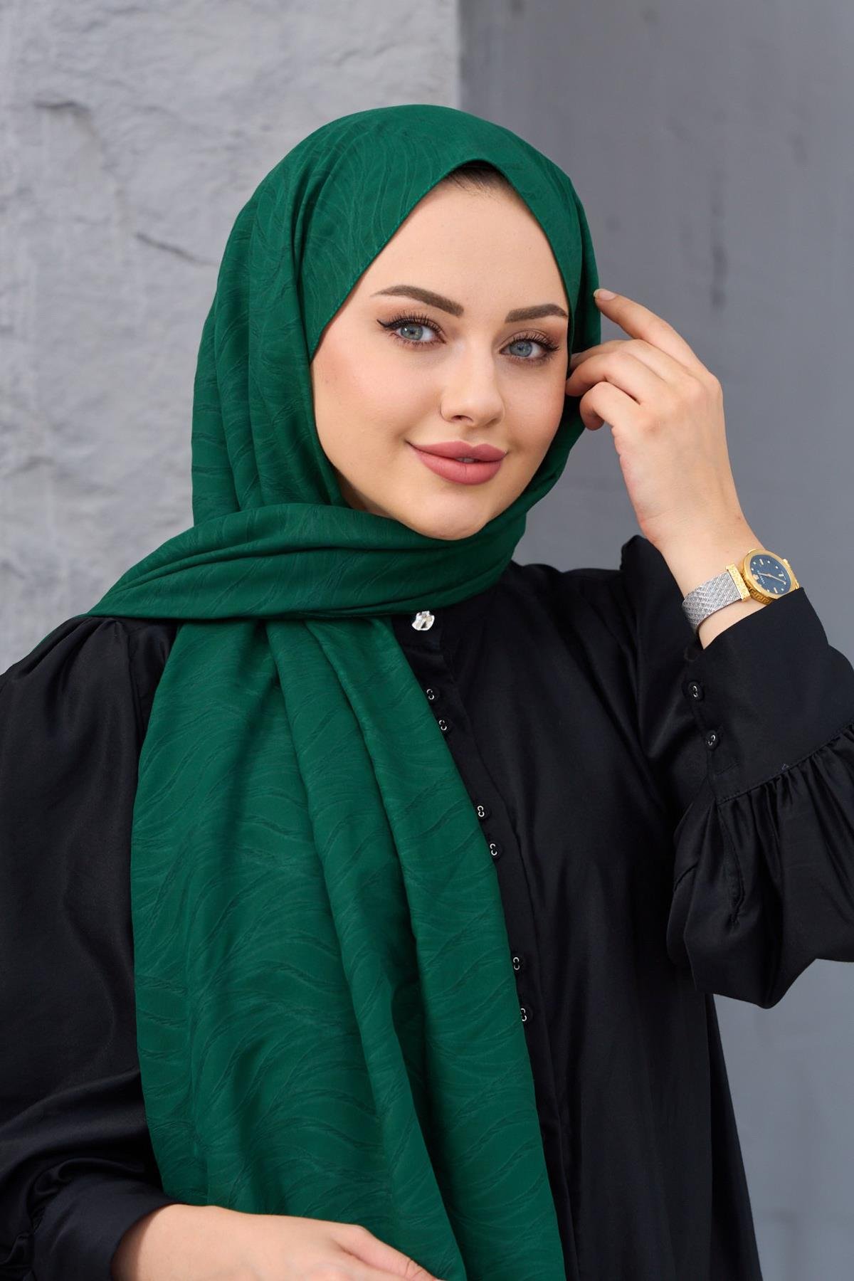 Zümrüt Kendinden Desenli Fresh Şal