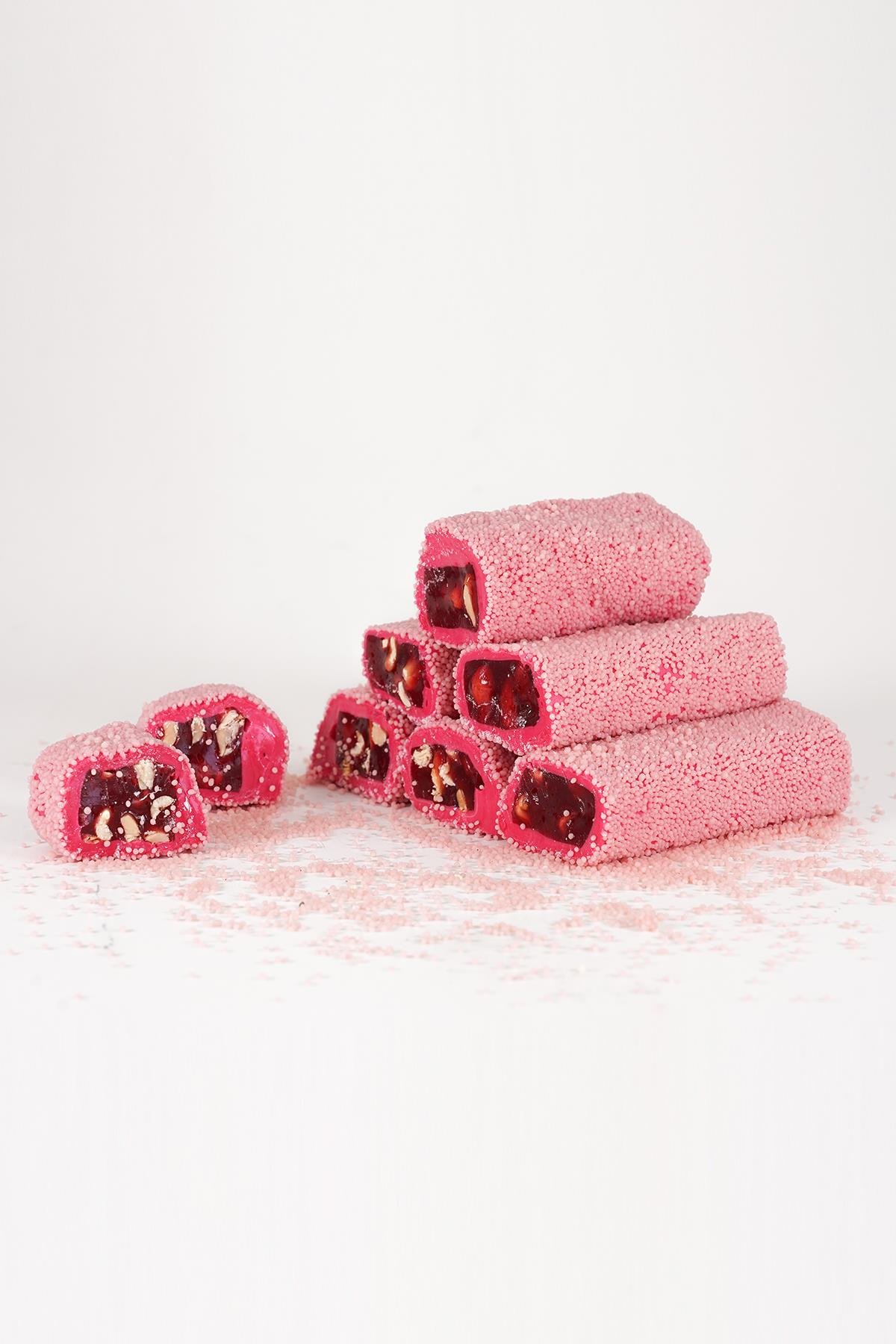 Frambuaz Vermiçelli Çilekli Narlı Yer Fıstıklı Sarma Lokum 500 Gr