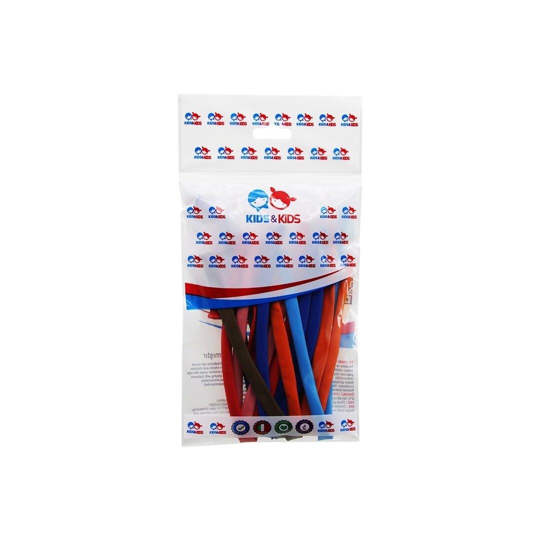 10'lu Sosis Balon - Renkli - Paketli