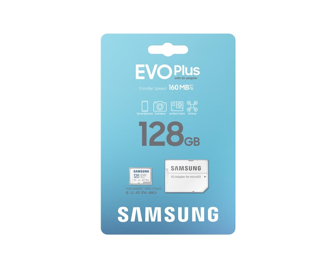 128GB SAMSUNG EVO PLUS MICROSDXC UHS-I U3 V30 A2 160MB/s MB-MC128SA/TR