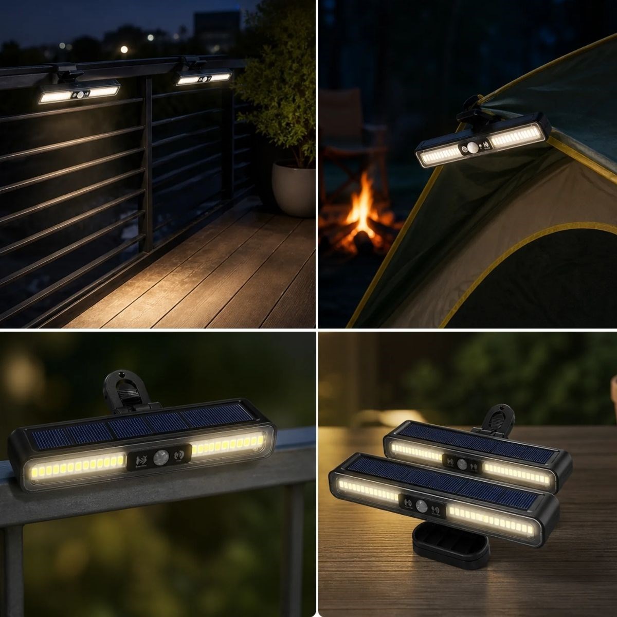 2'li Mandallı LED Solar Lamba - 36 LED - Hareket Sensörlü - 3 Modlu
