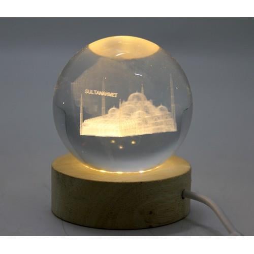 3D İstanbul Temalı Kristal Cam Küre Led Lamba Model 1