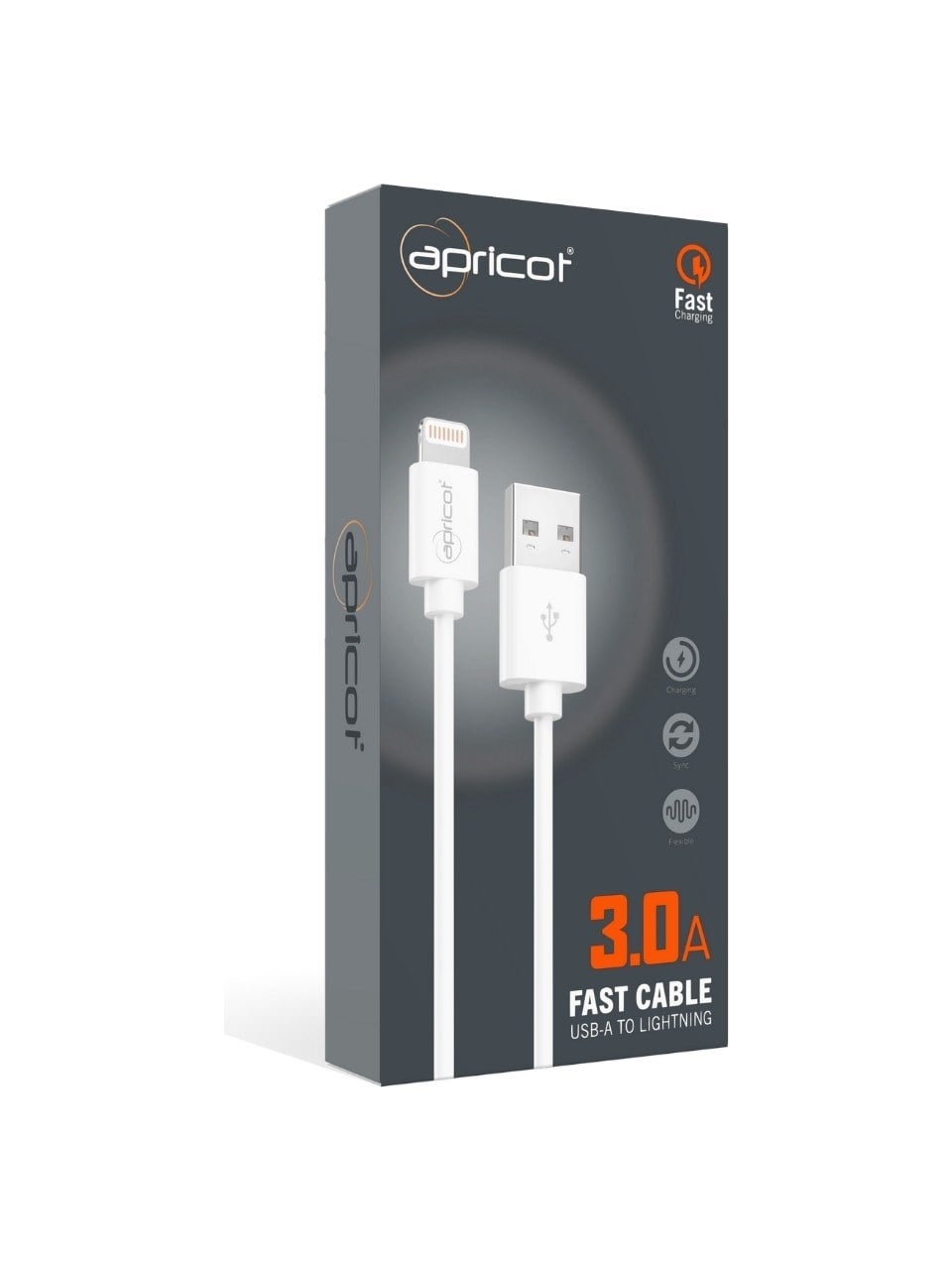 Apricot APC-S220L 1 Metre Qc3.0 Lightning Beyaz Hızlı Data + Sarj Kablosu