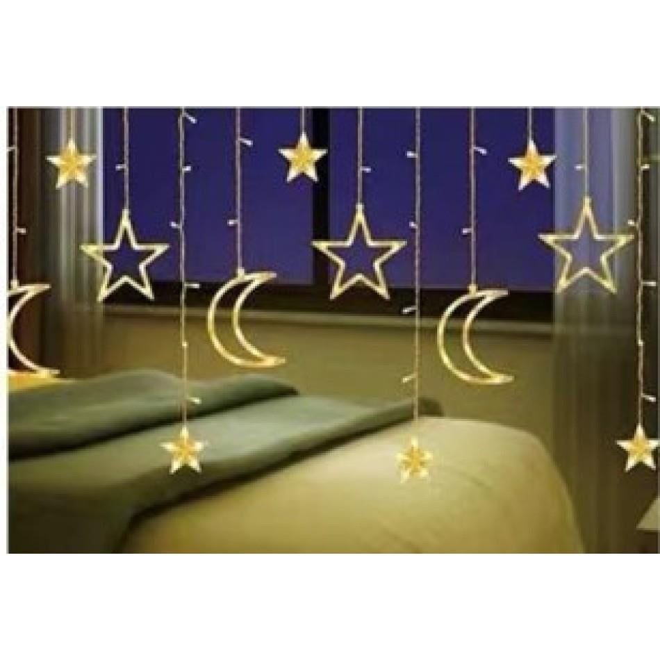 Ay Yıldız Perde Led Gün Işığı 12 Saçaklı