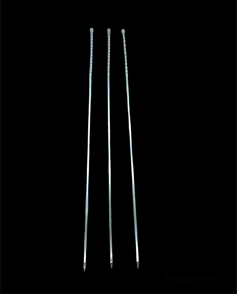 Burgulu Kuşbaşı Şişi - Metal - Kalın Kare - 50 cm