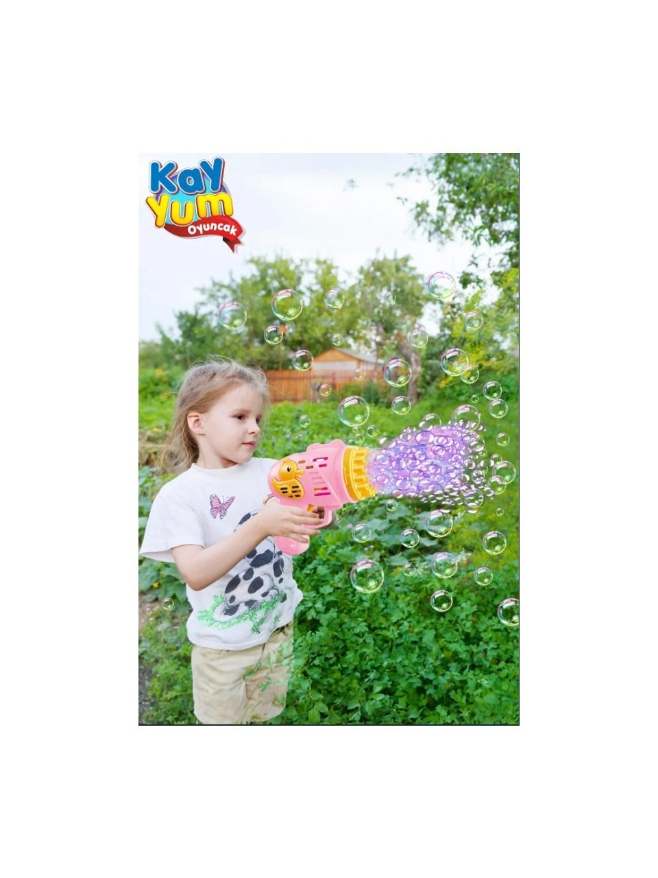 Çok Delikli Pilli Köpük Atan Tabanca Oyuncağı Pembe