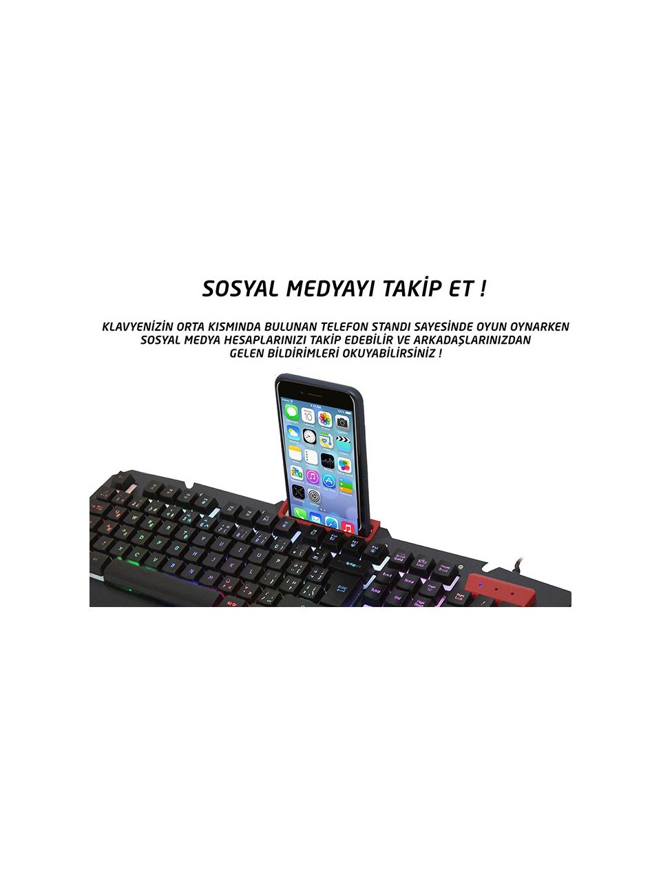 Everest KB-R800 Metafor RGB Q Metal Yüzey Oyuncu Klavye