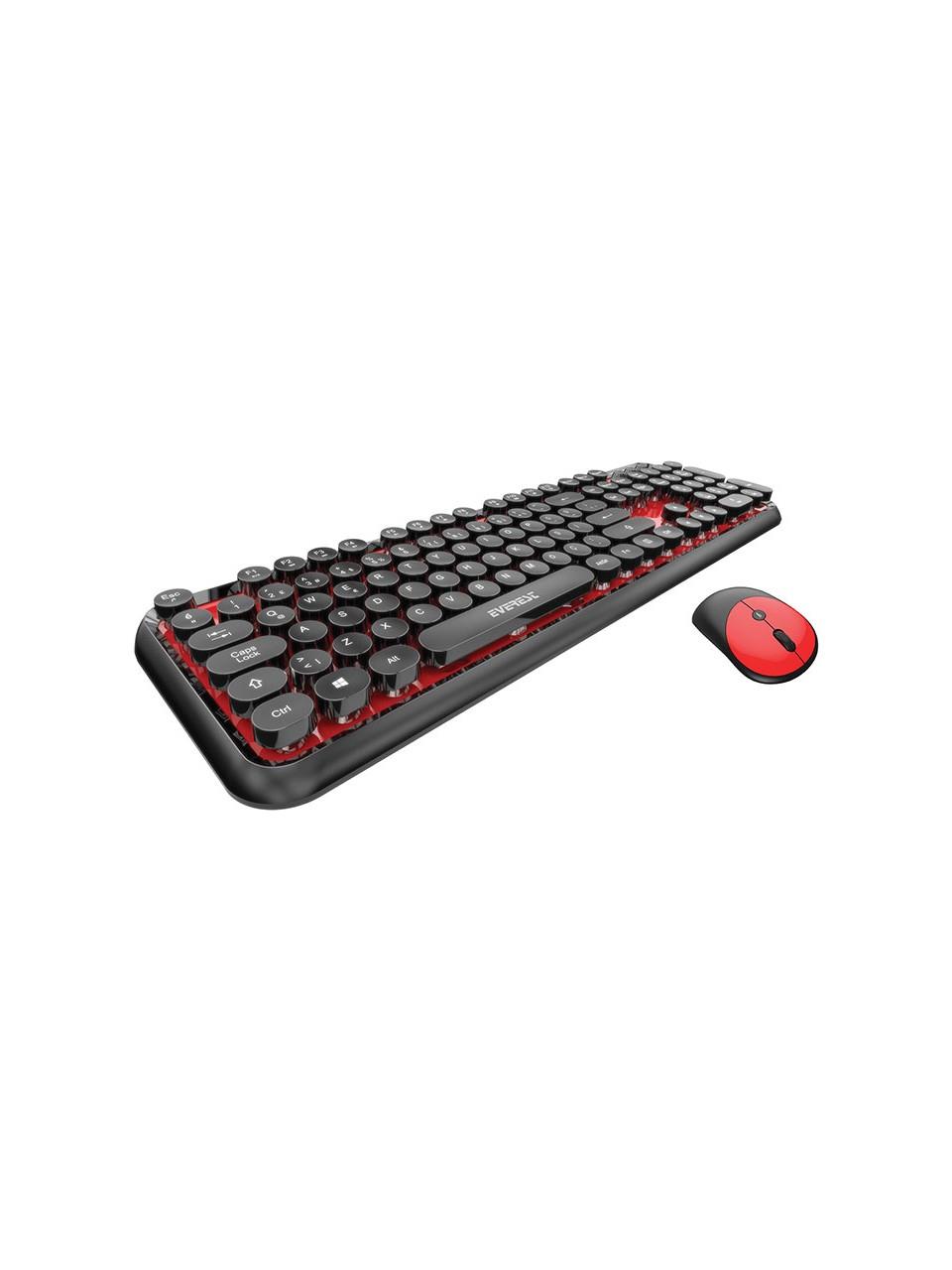 Everest Round KM-6282 Siyah Kırmızı Kablosuz QMultimedia Klavye + Mouse Set