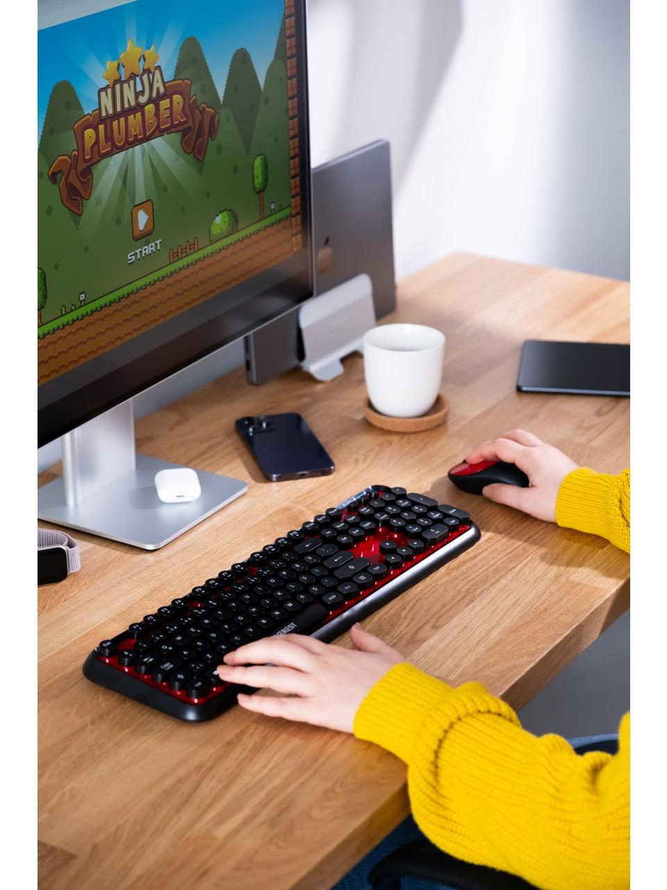 Everest Round KM-6282 Siyah Kırmızı Kablosuz QMultimedia Klavye + Mouse Set