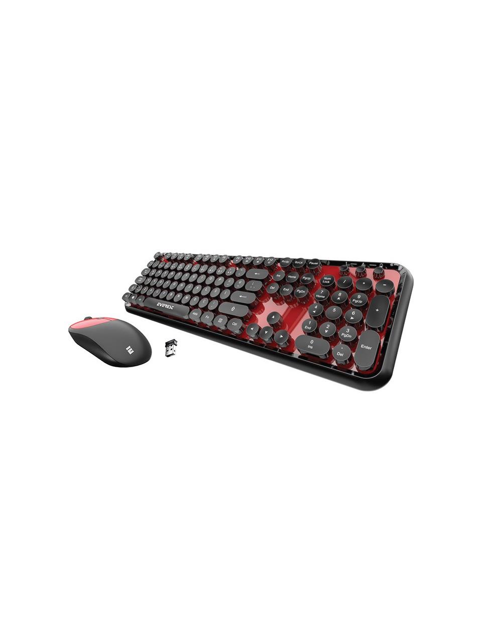 Everest Round KM-6282 Siyah Kırmızı Kablosuz QMultimedia Klavye + Mouse Set