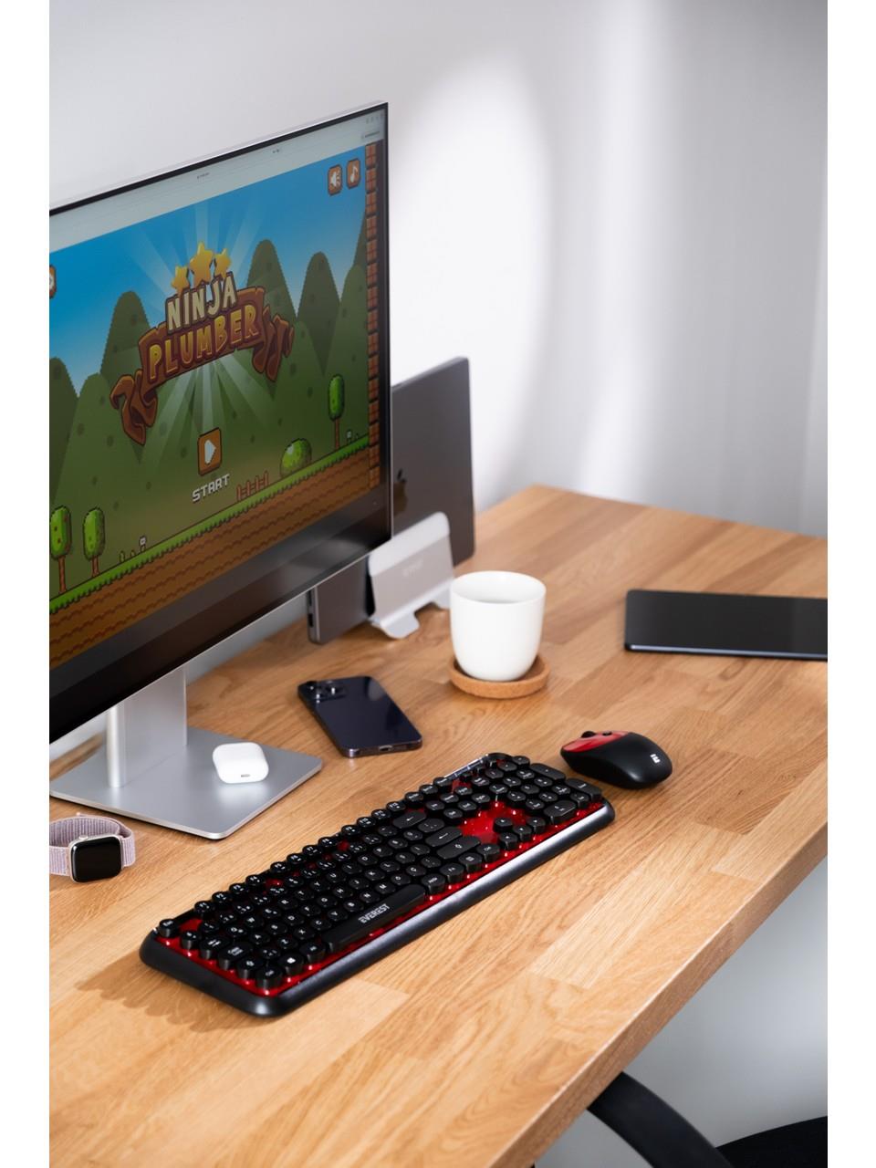 Everest Round KM-6282 Siyah Kırmızı Kablosuz QMultimedia Klavye + Mouse Set