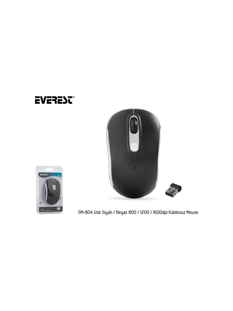 Everest Sm-804 Usb Siyah/Beyaz 800/1200/1600Dpi Kablosuz Mouse