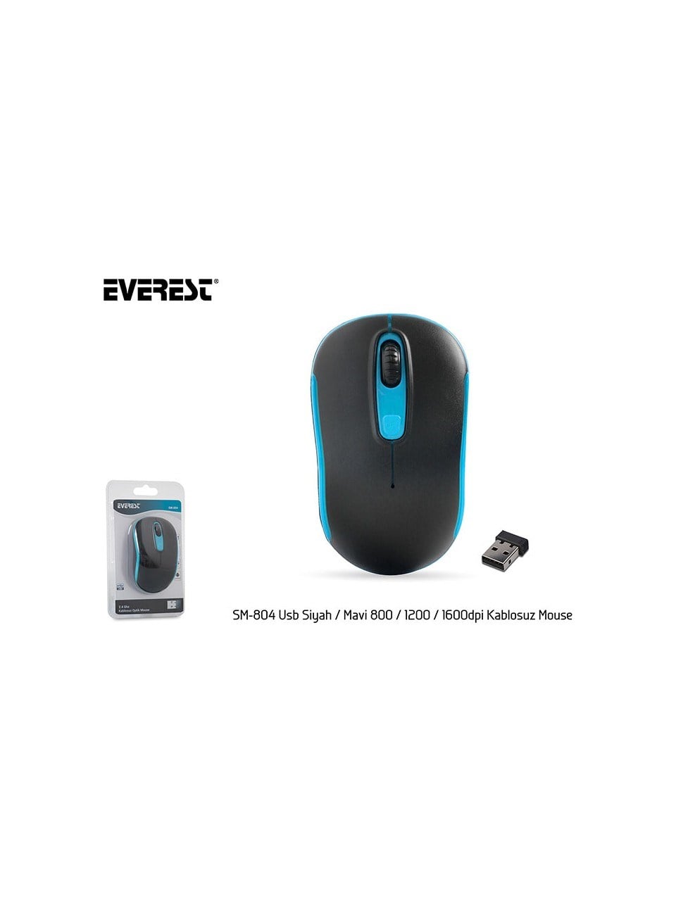 Everest Sm-804 Usb Siyah/Beyaz 800/1200/1600Dpi Kablosuz Mouse