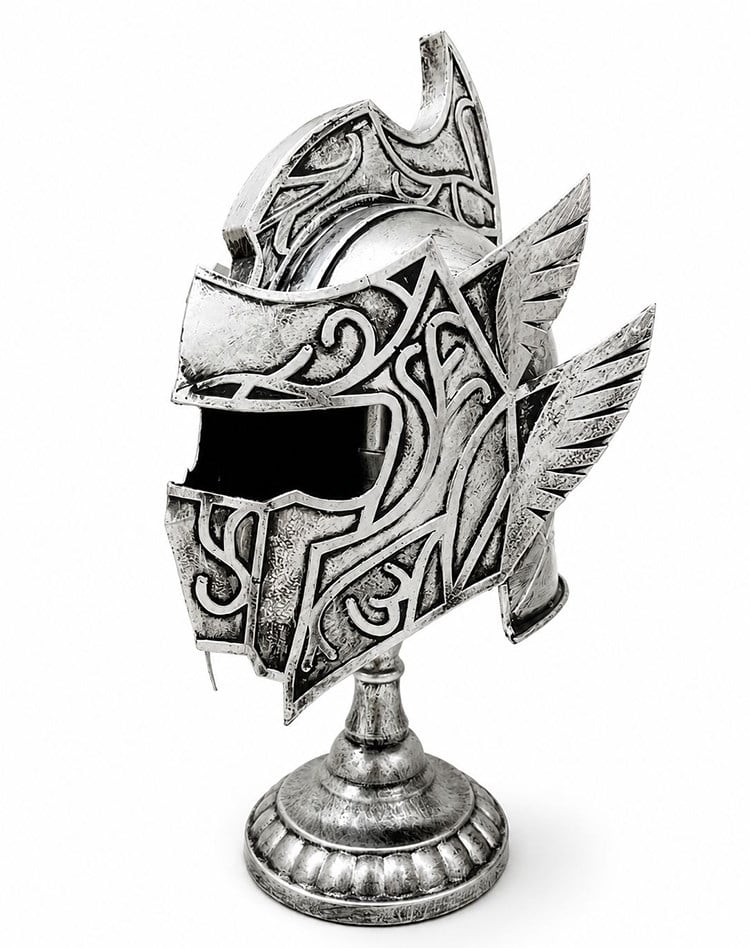 Fantastik Tasarımlı Miğfer Biblosu - Metal - 53x20 cm Dekoratif Obje