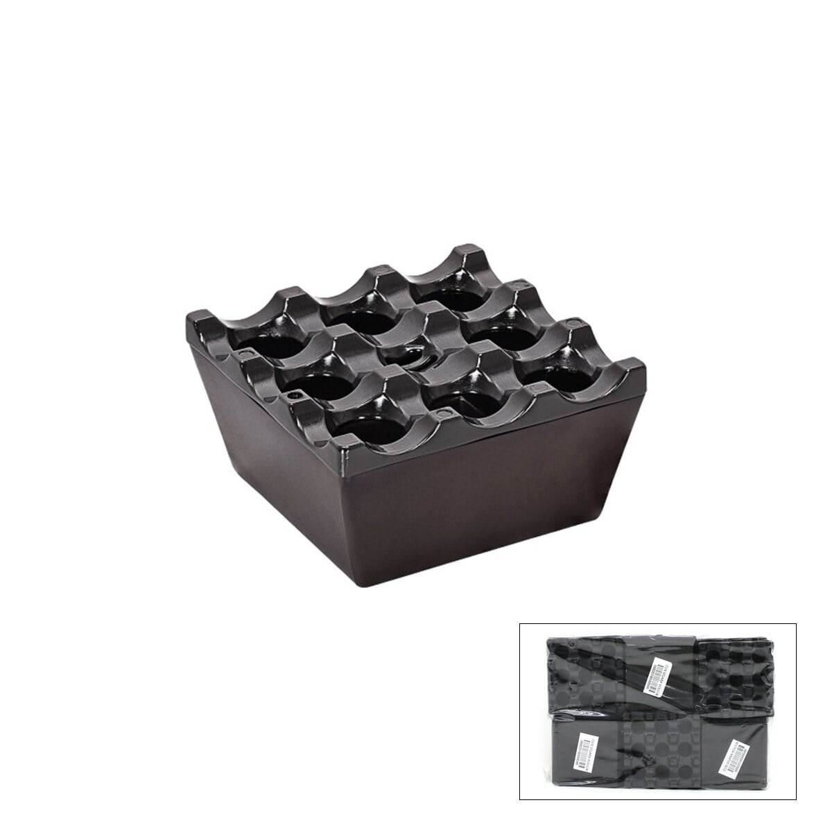 Izgaralı Kare Küllük - Bakalit Plastik - Siyah