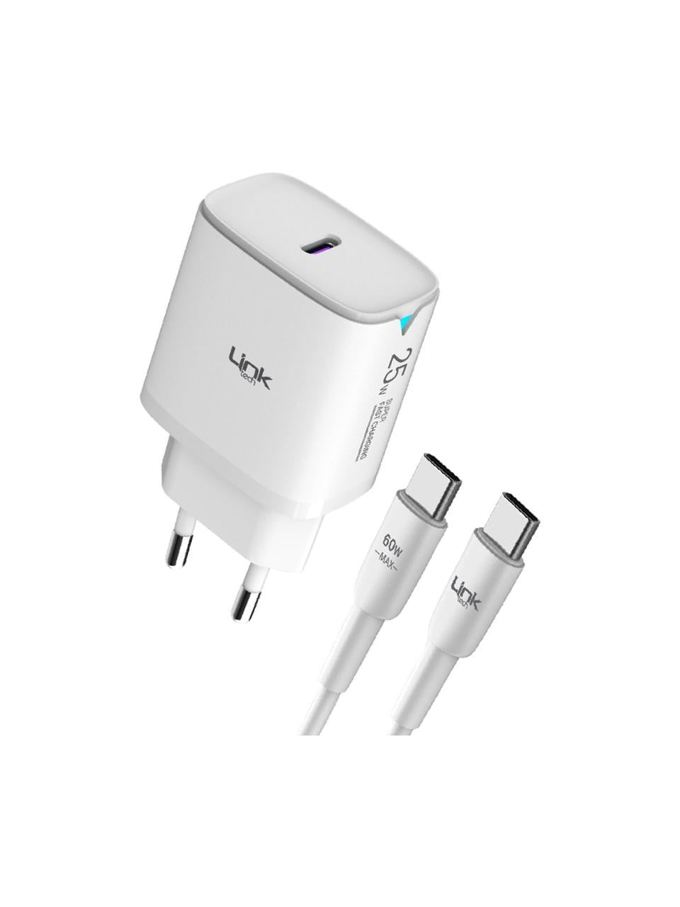Linktech C311 25W Pd Type-C To Type-C Kablolu Şarj Aleti Set Beyaz