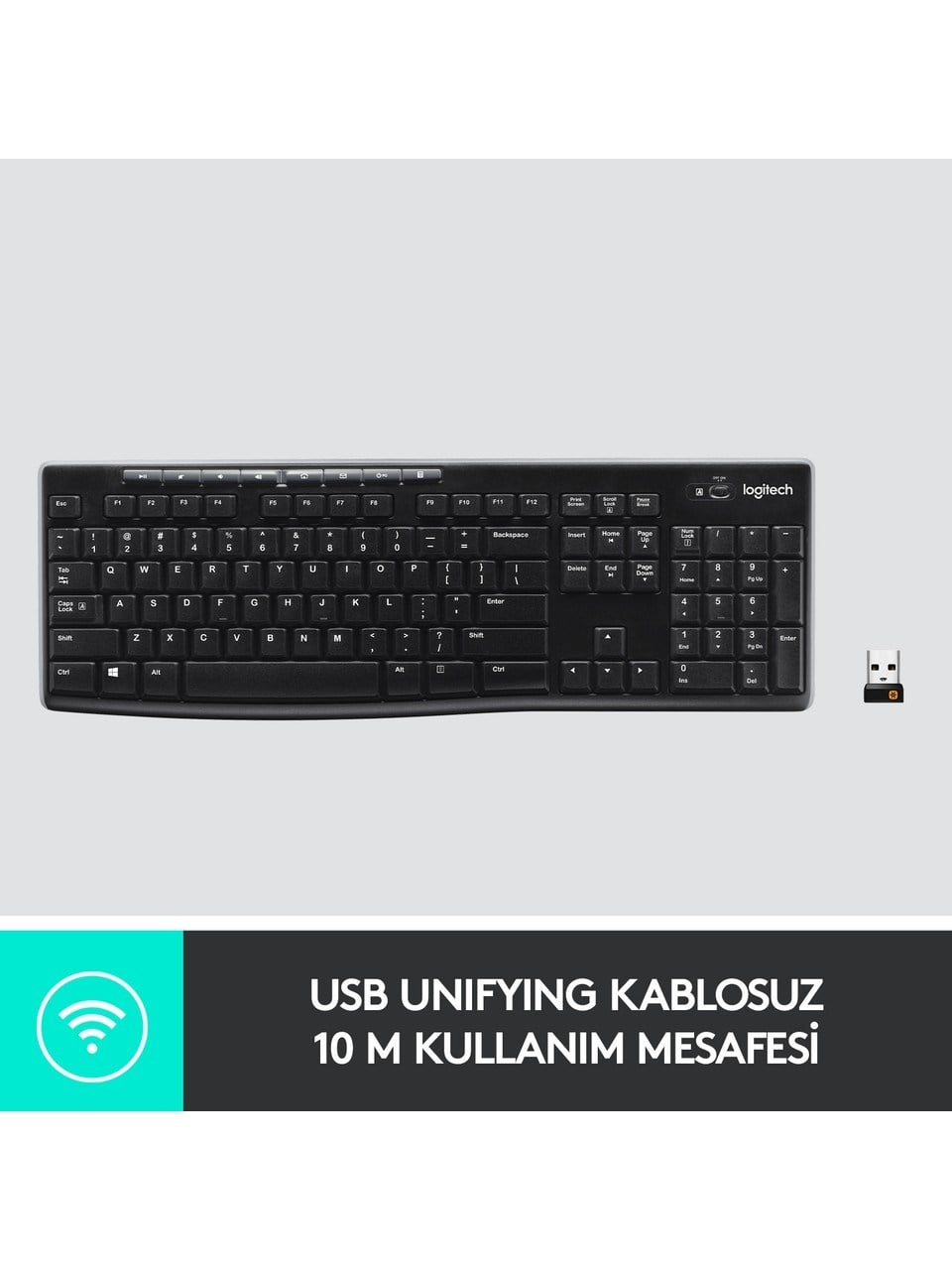 Logitech K270 Tam Boyutlu Kablosuz Türkçe Klavye - Siyah