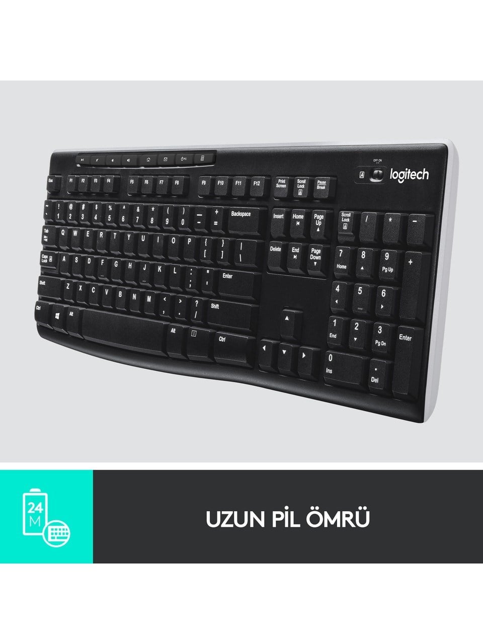 Logitech K270 Tam Boyutlu Kablosuz Türkçe Klavye - Siyah