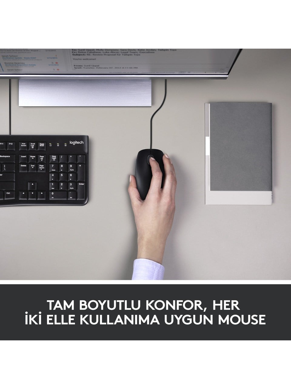 Logitech MK120 USB Kablolu Tam Boyutlu Türkçe Klavye Mouse Seti - Siyah