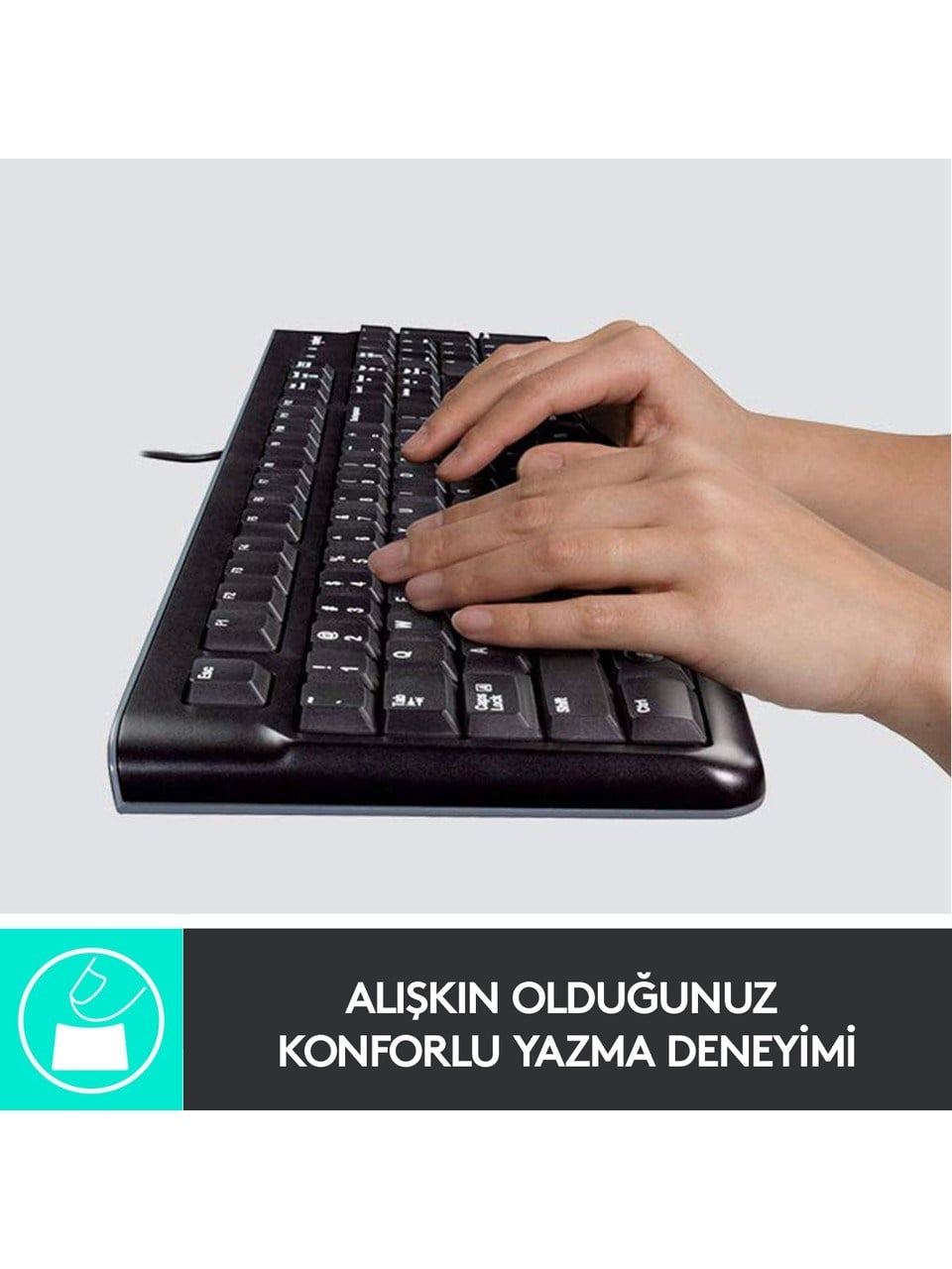 Logitech MK120 USB Kablolu Tam Boyutlu Türkçe Klavye Mouse Seti - Siyah