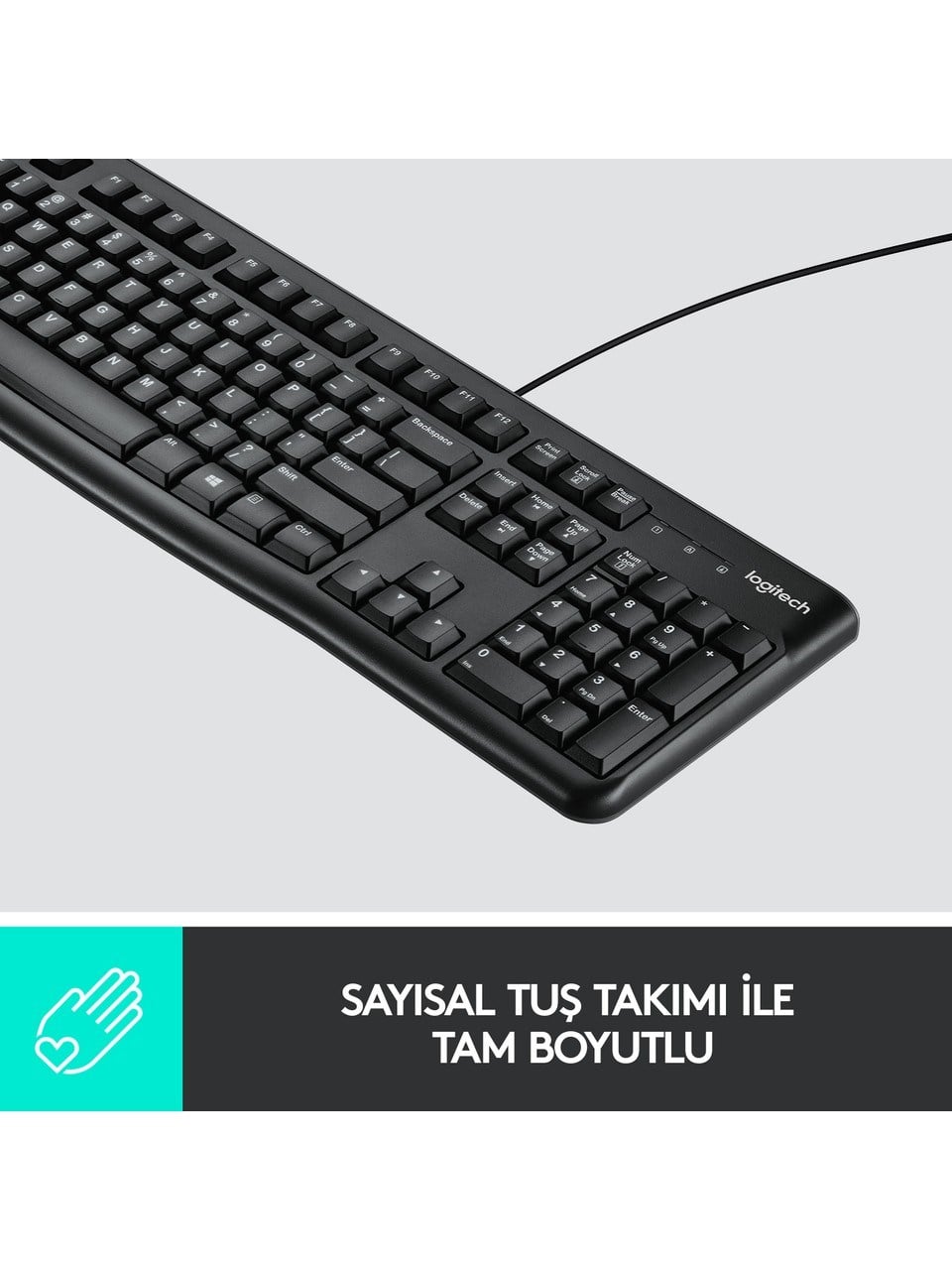 Logitech MK120 USB Kablolu Tam Boyutlu Türkçe Klavye Mouse Seti - Siyah