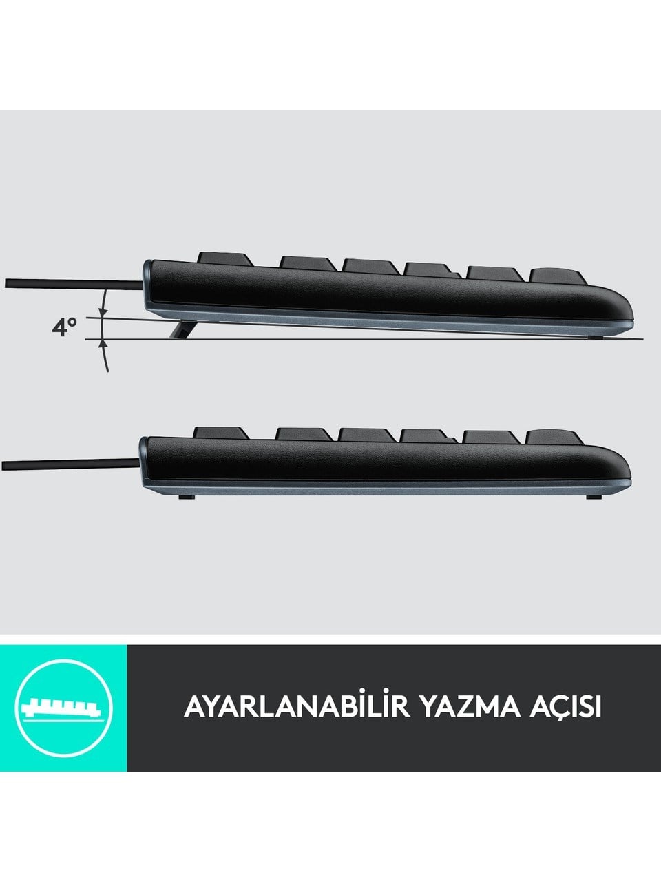 Logitech MK120 USB Kablolu Tam Boyutlu Türkçe Klavye Mouse Seti - Siyah