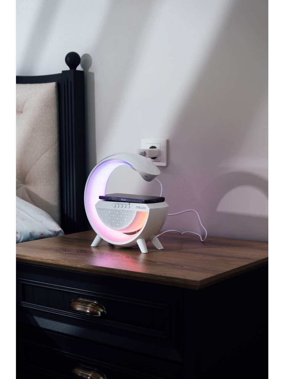 Mikado MD-G111 Rgb Işıklı Kablosuz Şarj Bluetooth Hoparlör Speaker 15 Watt Beyz 1800MAH Bt/tf/usb Wireless