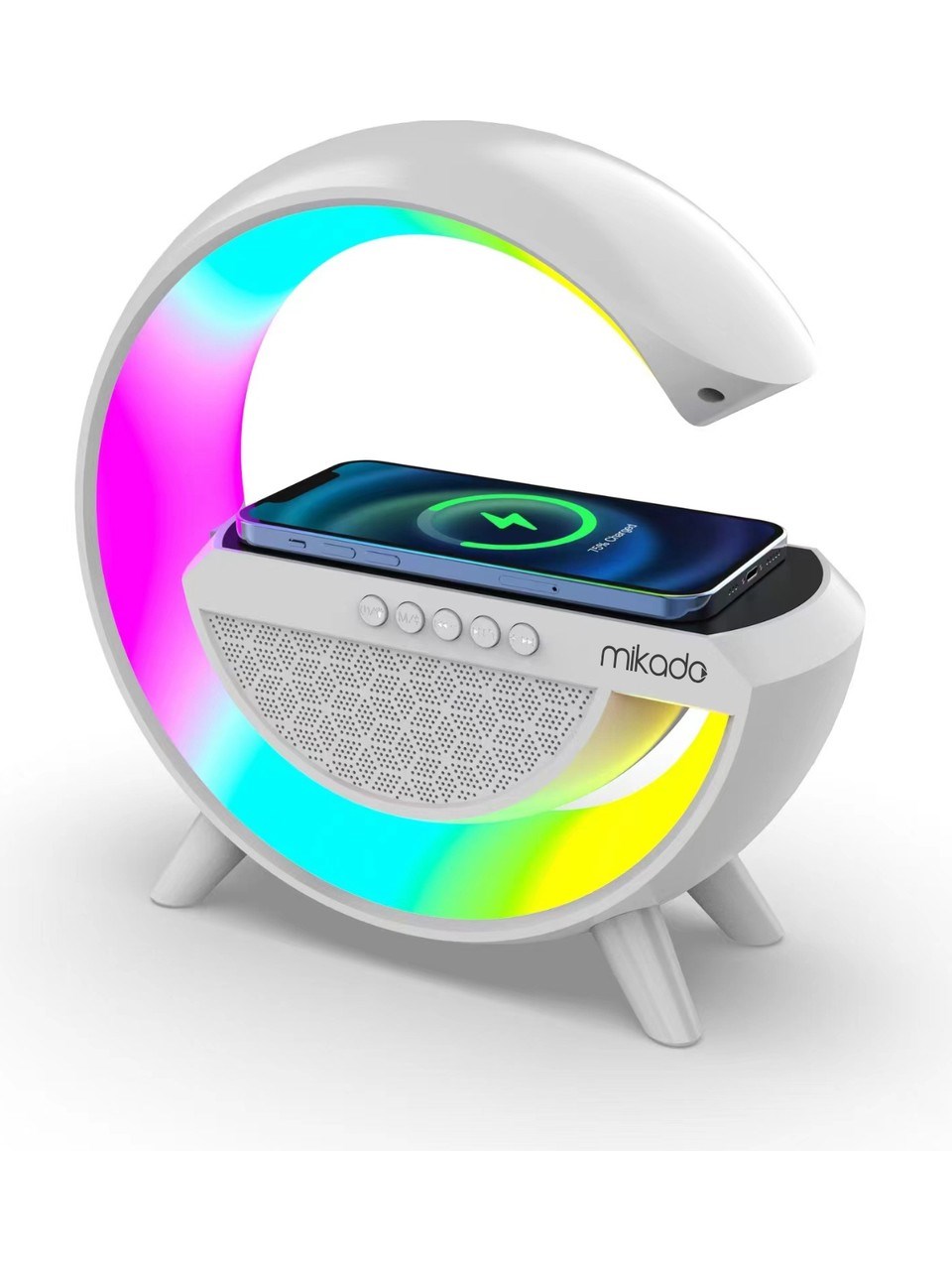 Mikado MD-G111 Rgb Işıklı Kablosuz Şarj Bluetooth Hoparlör Speaker 15 Watt Beyz 1800MAH Bt/tf/usb Wireless