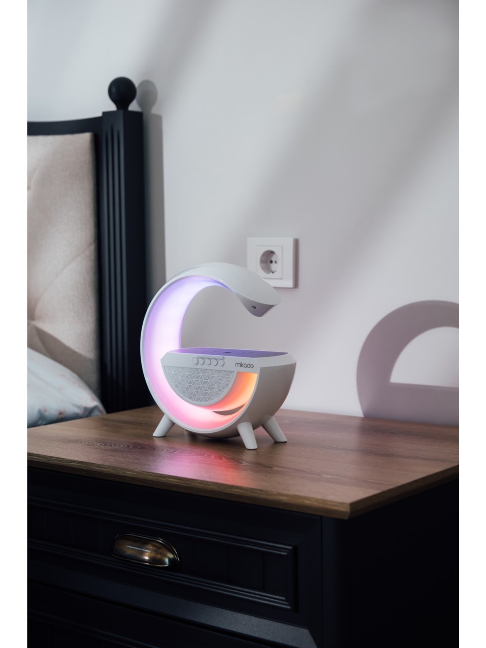 Mikado MD-G111 Rgb Işıklı Kablosuz Şarj Bluetooth Hoparlör Speaker 15 Watt Beyz 1800MAH Bt/tf/usb Wireless
