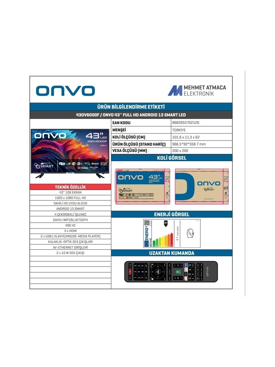 ONVO 42OV6000F FULL HD 42