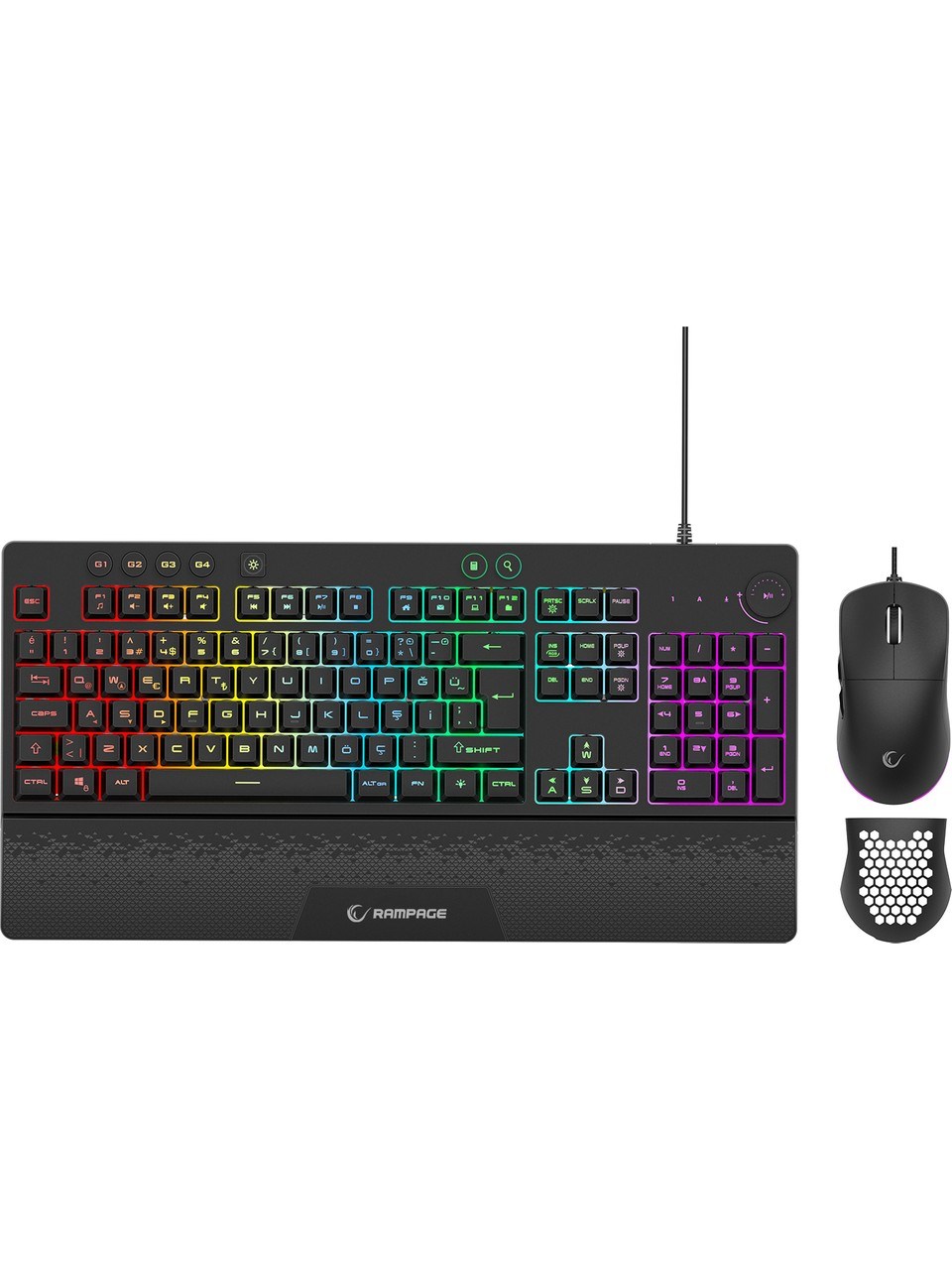 Rampage Eclıpse Siyah USB Rgb Aydınlatmalı Q Gaming 4 Tuş Makrolu Oyuncu Klavye Mouse Set