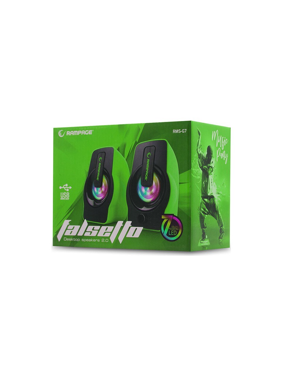 Rampage RMS-G7 Falsetto 2.0 6 Watt 50Hz-20KHz Yeşil Multimedia 5V