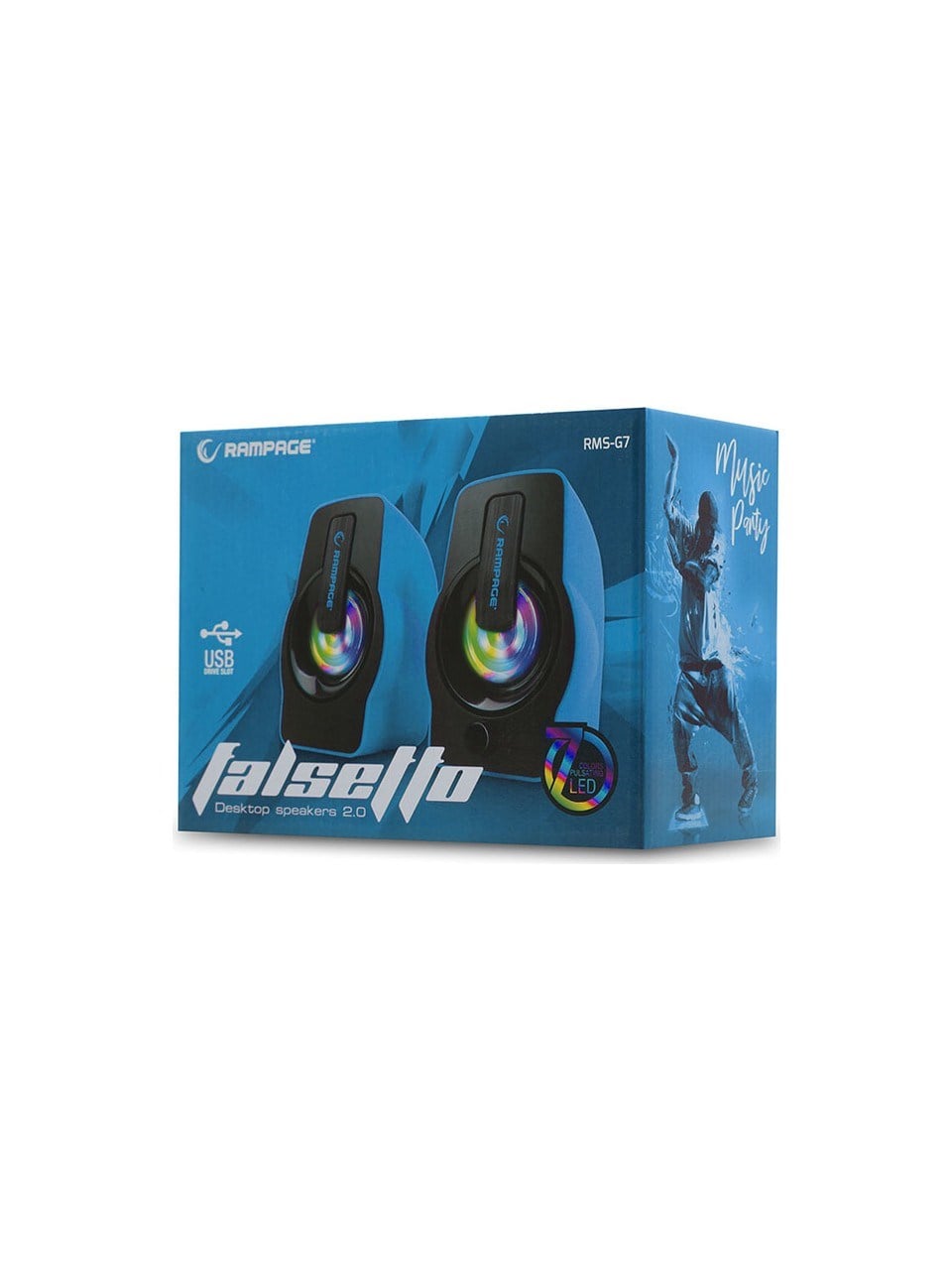 Rampage RMS-G7 Falsetto 2.0 6 Watt 50Hz-20KHz Mavi Multimedia 5V USB Speaker