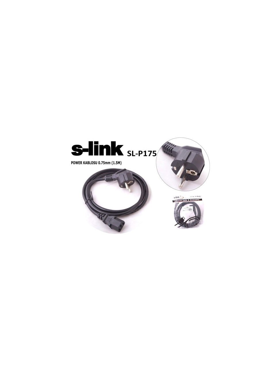 S-Link Sl-P175 1.5M 0.75Mm Lüks Power Kablo