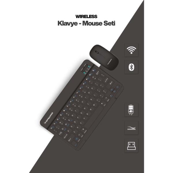 Siyah Kablosuz Klavye Ve Mouse Seti
