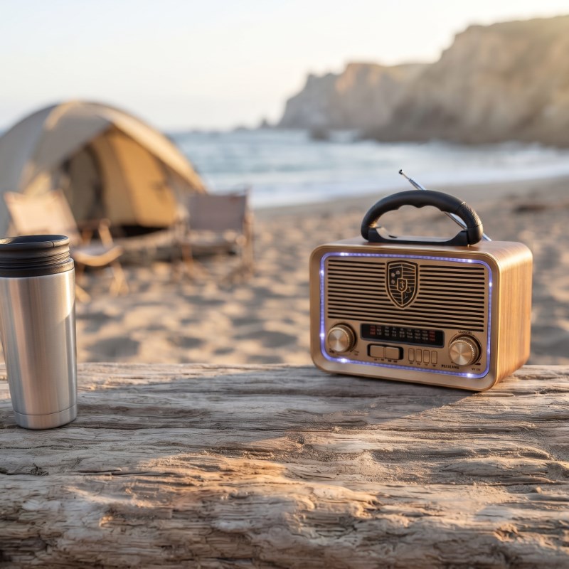 Solar Panelli LED Fenerli FM Radyo - Nostaljik Tasarım - Şarjlı - Bluetooth Özellikli