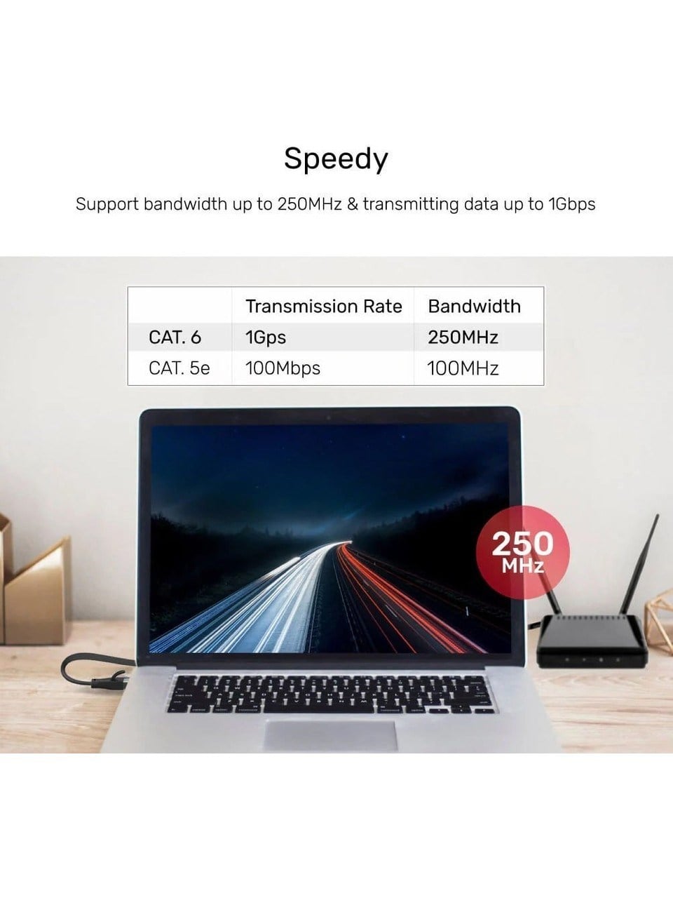 UNITEK CAT6 PATCH KABLO 3MT FLAT 1GBPS, SİYAH (C1811GBK)