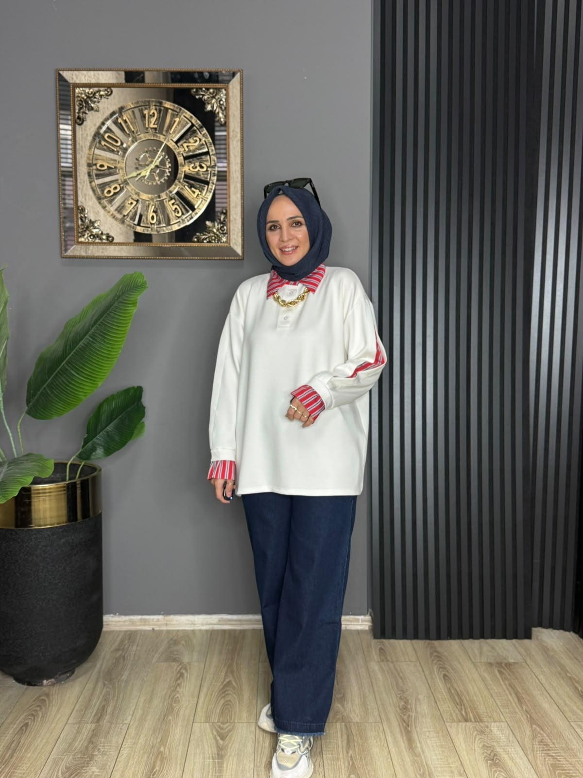 056 POLO YAKA TUNİK BEYAZ 