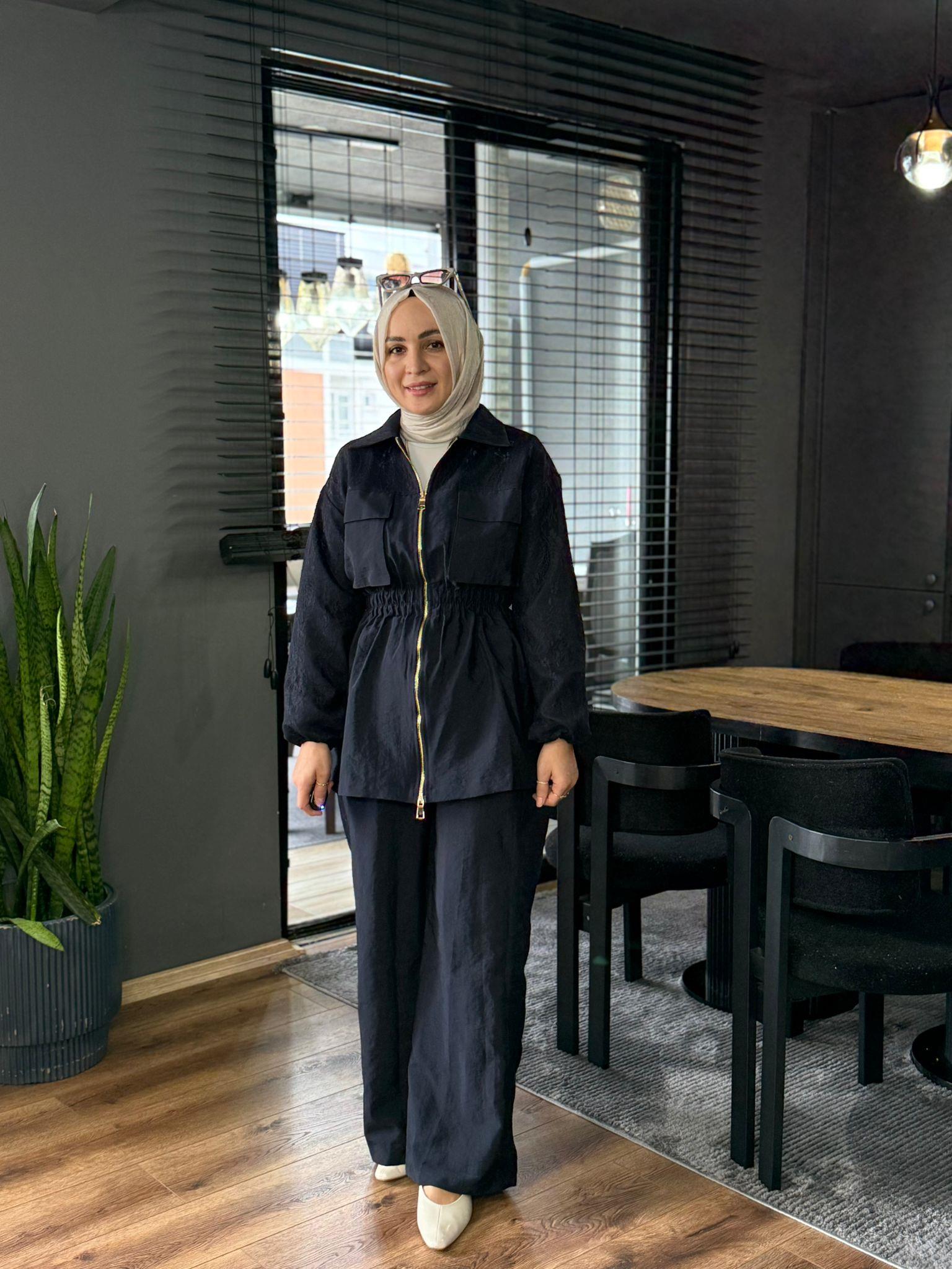 074 DANTEL DETAY TAKIM LACİVERT 
