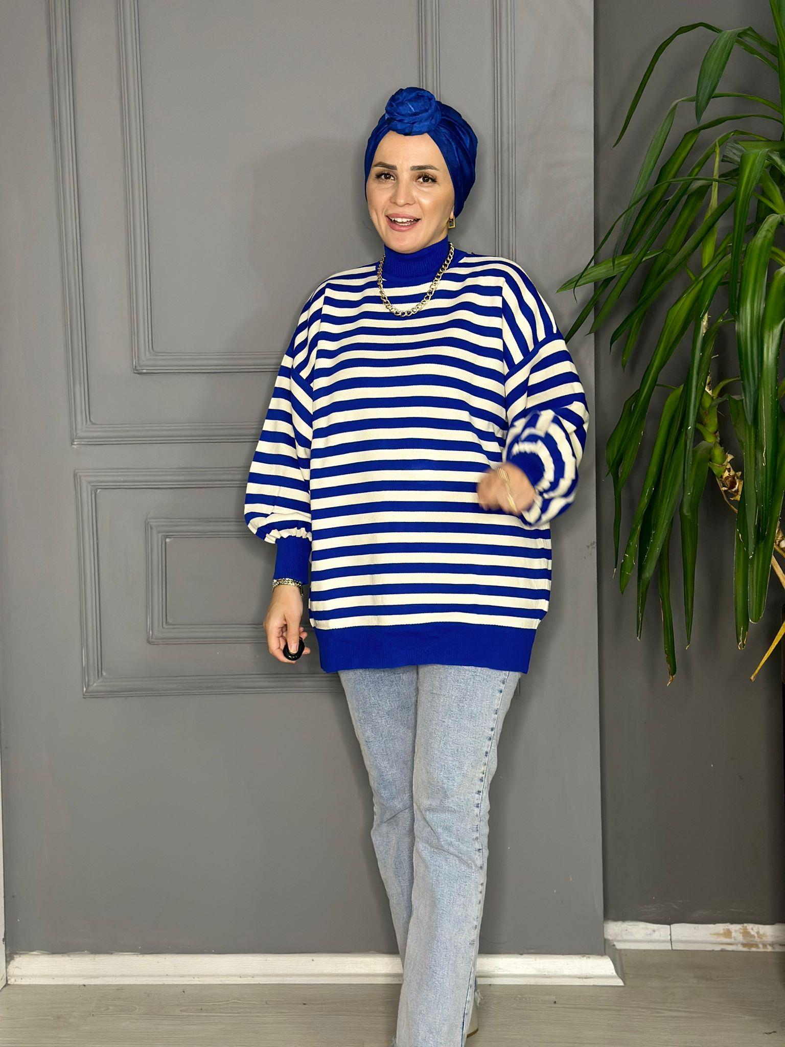 10076 İNDİRİMLİ TEK ÇİZGİ TRİKO MAVİ