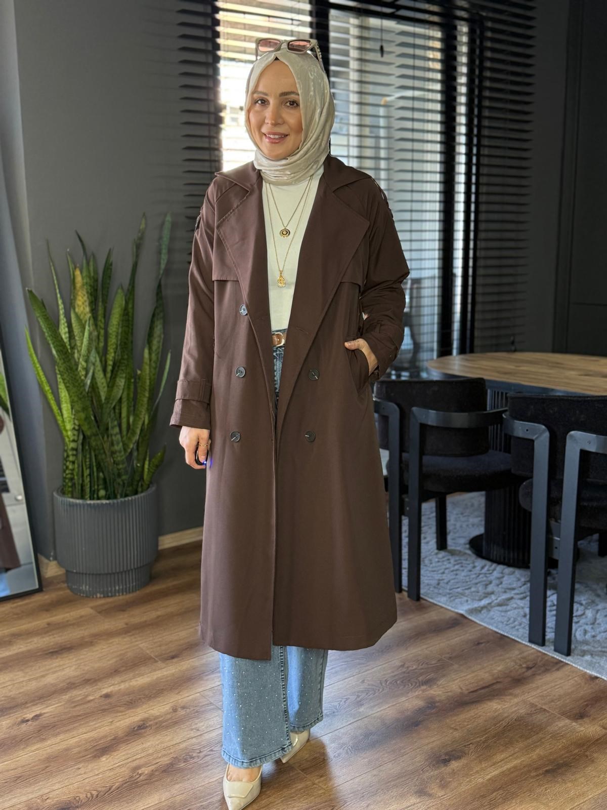 1010 FUL ASTAR TRENÇ KAHVERENGİ