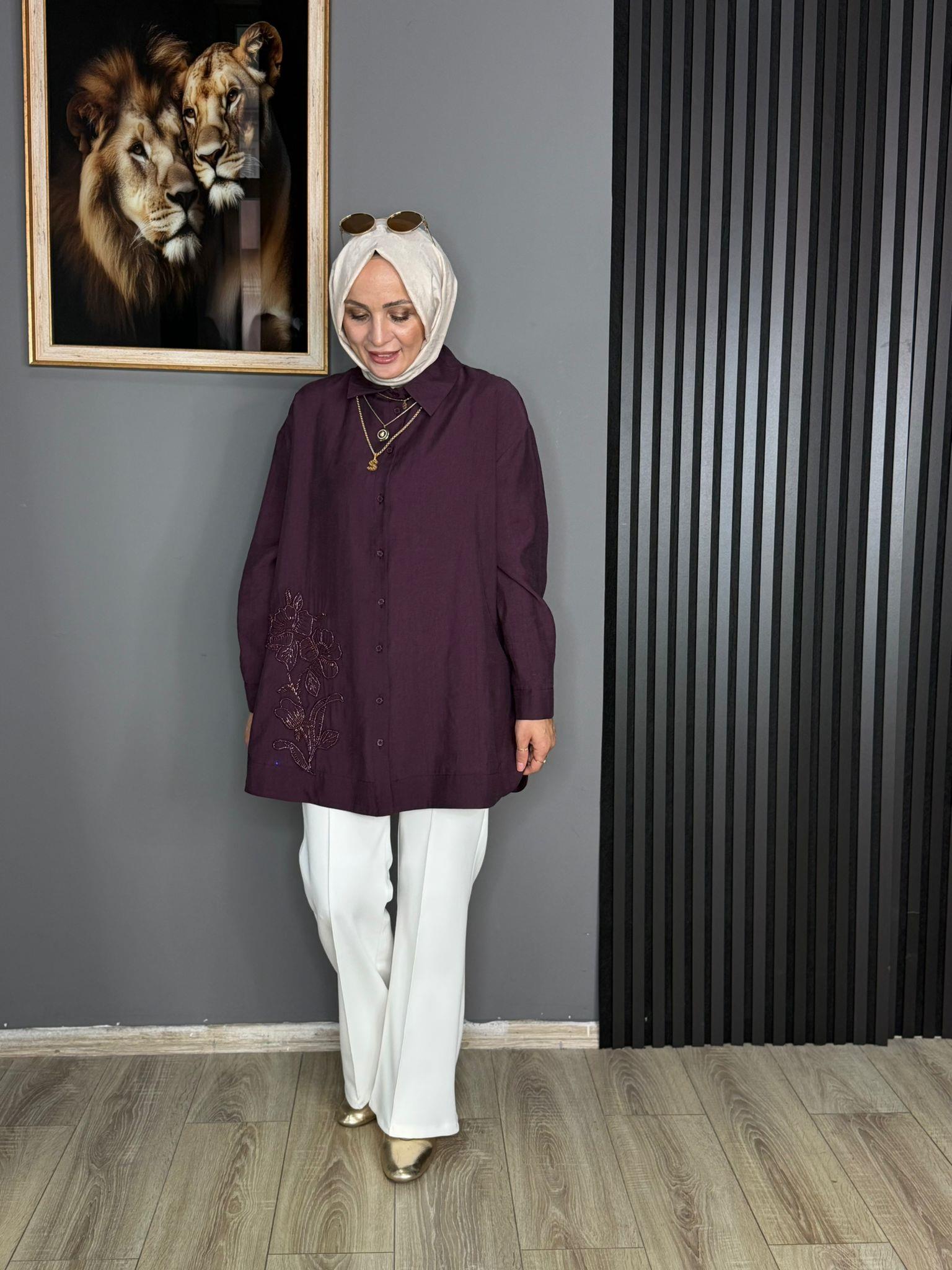 10793 İŞLEMELİ GÖMLEK MÜRDÜM 