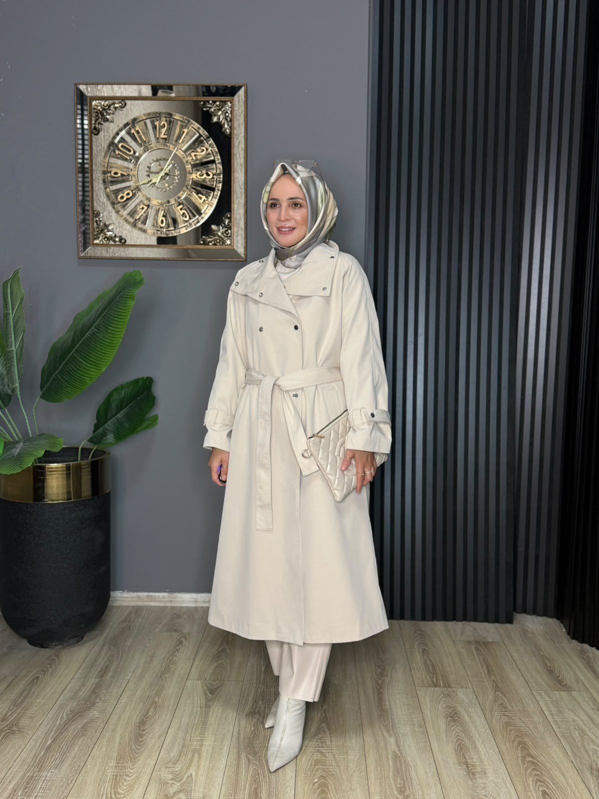 1229 COOL DİK YAKA TRENÇKOT KREM