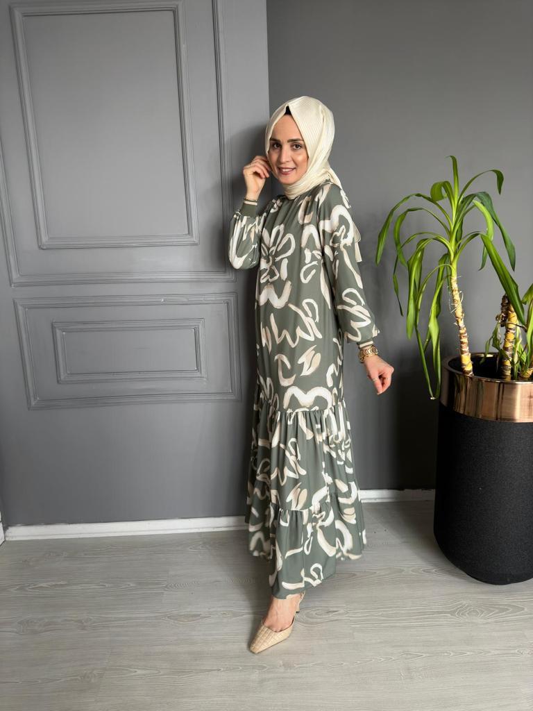 12437 ELBİSE YEŞİL L BEDEN