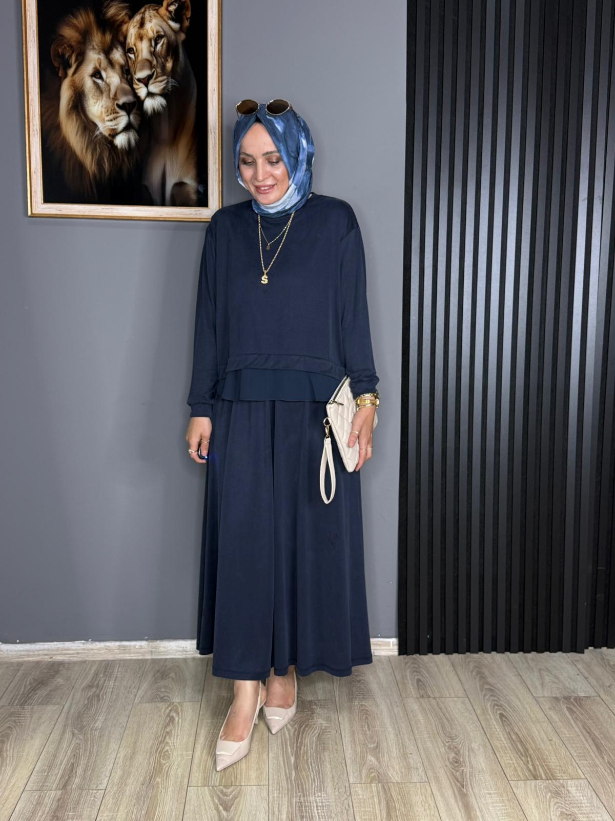 14420 TÜL DETAY LACİVERT TAKIM 