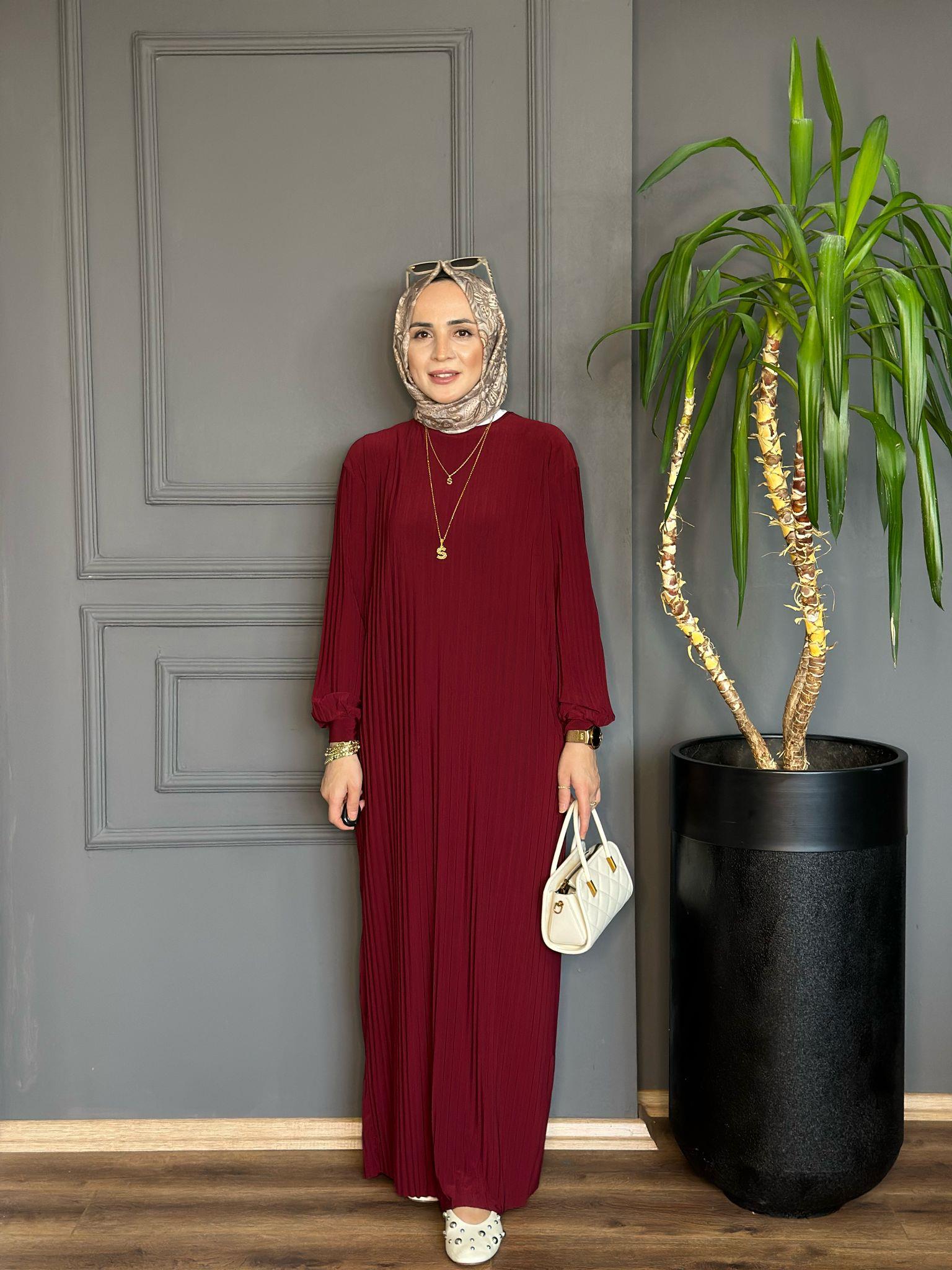 1505 BASİC ELBİSE BORDO