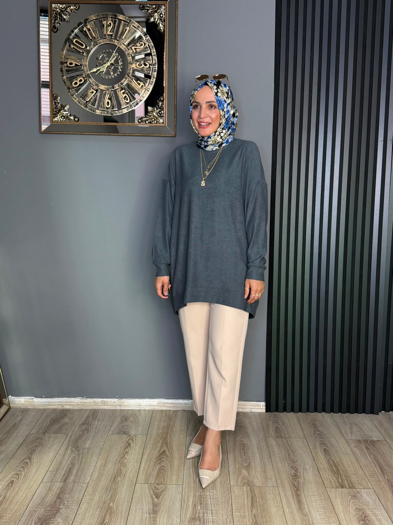1736  LİNA ÖRME TUNİK GRİ