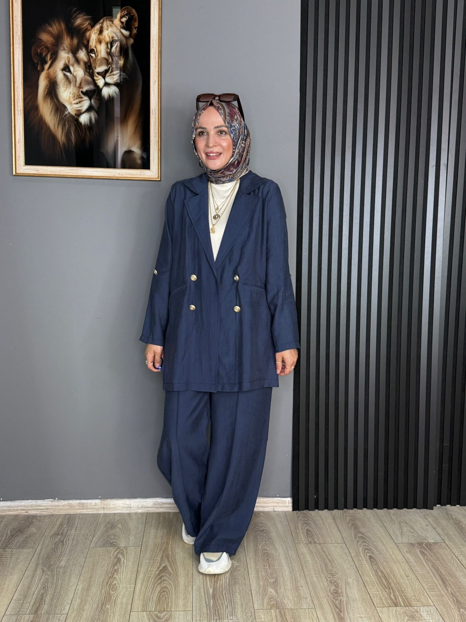 2062 GOLD DÜĞME DETAY  CEPLİ TAKIM LACİVERT 