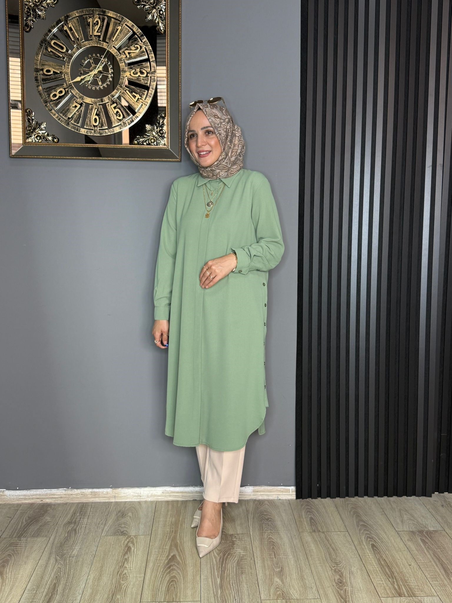 2091 YAN APOLETLİ KAP  MİNT YEŞİLİ 