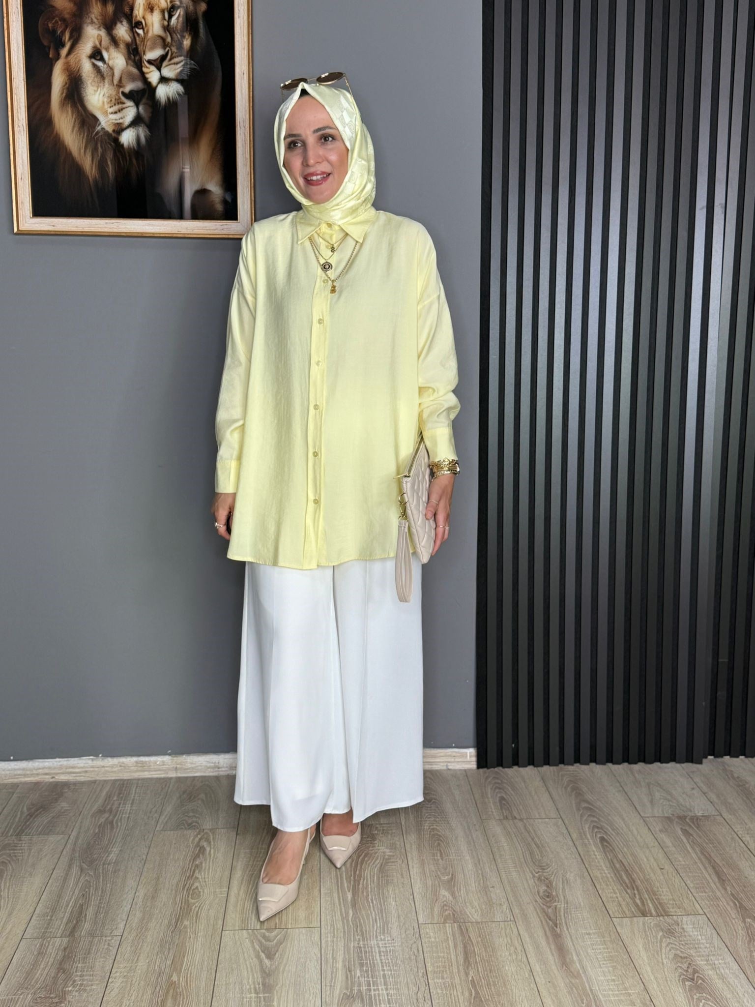 2130 OVERSİZE MODAL GÖMLEK SARI